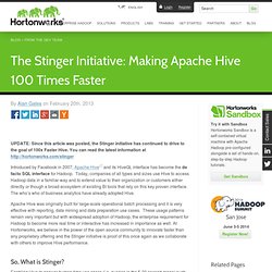 How to Make Apache Hive 100X Faster? Apache Hive Stinger