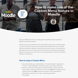 How to make use of the Custom Menu feature in Moodle
