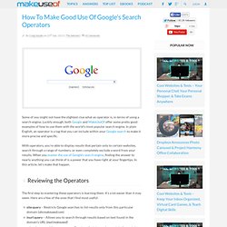 How To Make Good Use Of Google's Search Operators