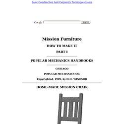 How To Make Mission Furniture Part (1) 1