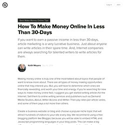 How To Make Money Online In Less Than 30-Days