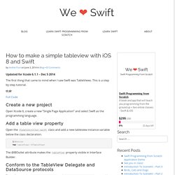 How to make a simple tableview with iOS 8 and Swift
