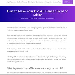 How to Make Your Divi 4.0 Header Fixed or Sticky