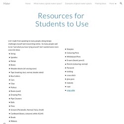 Maker - Resources for Students to Use