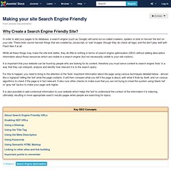 Making your site Search Engine Friendly