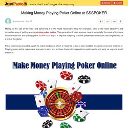 Making Money Playing Poker Online at SSSPOKER