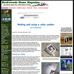 Making and using a solar cooker by Joe Radabaugh Issue #30