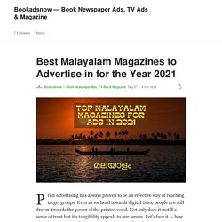 Best Malayalam Magazines to Advertise in for the Year 2021