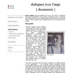 Gitta Mallasz - Dialogues avec l'ange - Documents