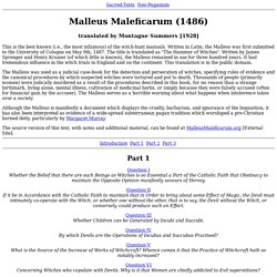 Malleus Maleficarum Index