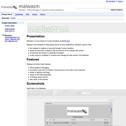 malwasm - Malwasm - Offline debugger for malware's reverse engineering - Google Project Hosting - Vimperator
