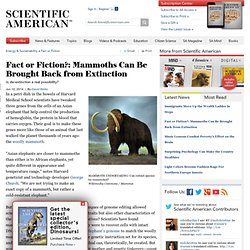 Fact or Fiction?: Mammoths Can Be Brought Back from Extinction