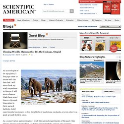 Cloning Woolly Mammoths: It’s the Ecology, Stupid