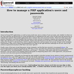 How to manage a PHP application's users and passwords