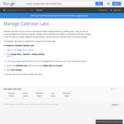 Calendar Labs - Google Apps Help