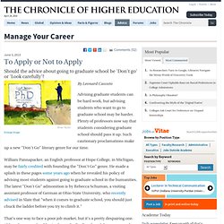 To Apply or Not to Apply - Manage Your Career