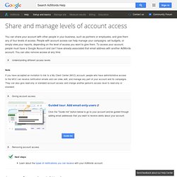 Share and manage levels of account access - AdWords Help