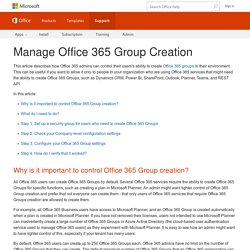 Manage Office 365 Group Creation