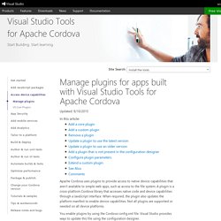 Manage plugins for apps built with Visual Studio Tools for Apache Cordova