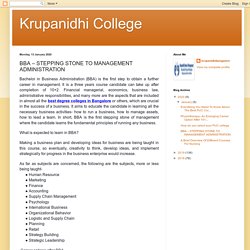 Krupanidhi College: BBA – STEPPING STONE TO MANAGEMENT ADMINISTRATION
