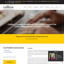 Callbox Provides Maximum Marketing Support for Talent Management Solutions Leader