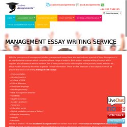 Management essay writing service by Academic Assignments