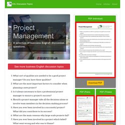 Project Management: Business English Questions