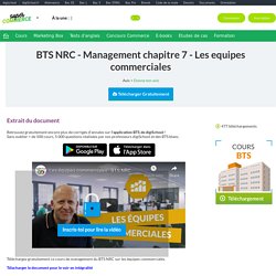 cours BTS NRC management - les équipes commerciales