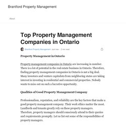 Top Property Management Companies in Ontario