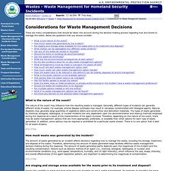 Waste Management for Homeland Security Incidents