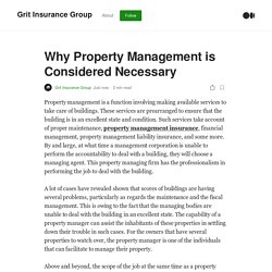Why Property Management is Considered Necessary