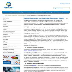 Content Management in a Knowledge Management Context — Prescient Digital Media - intranet consultant, intranet consulting, intranet planning and Internet planning.