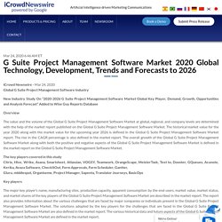 G Suite Project Management Software Market 2020 Global Technology, Development, Trends and Forecasts to 2026