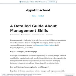 A Detailed Guide About Management Skills – dypatilbschool