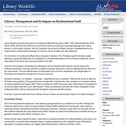 Library Management and Its Impact on Dysfunctional Staff