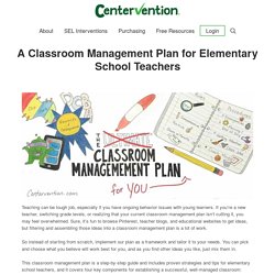 A Classroom Management Plan for Elementary School Teachers
