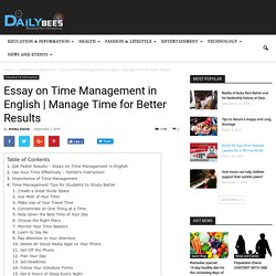 Essay on Time Management in English