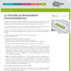 Systèmes de Management Environnemental - Les cahiers du DD