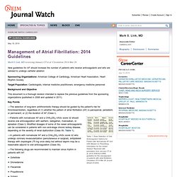 Management of Atrial Fibrillation: 2014 Guidelines - NEJM J