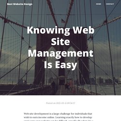 Knowing Web Site Management Is Easy