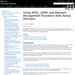 Using ADSI, LDAP, and Network Management Functions With Active Directory