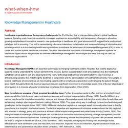 Knowledge Management in Healthcare