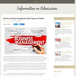 Overview of Business Management Study Programs in Pakistan