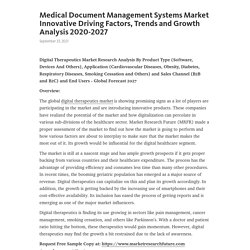 Medical Document Management Systems Market Innovative Driving Factors, Trends and Growth Analysis 2020-2027 – Telegraph