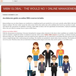 MIBM GLOBAL : THE WOULD NO.1 ONLINE MANAGEMENT INSTITUTE: An elaborate guide on online MBA courses in India