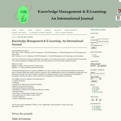 Knowledge Management & E-Learning: An International Journal (KM&EL)