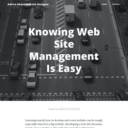 Knowing Web Site Management Is Easy