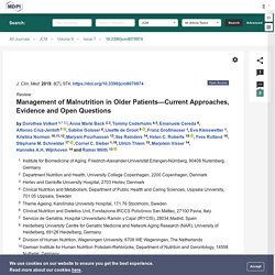 Management of Malnutrition in Older Patients—Current Approaches, Evidence and Open Questions
