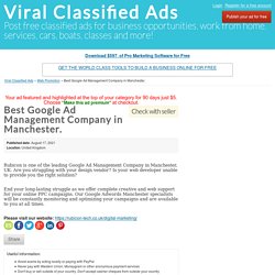 Best Google Ad Management Company in Manchester. - Viral Classified Ads