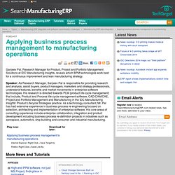 Applying business process management to manufacturing operations
